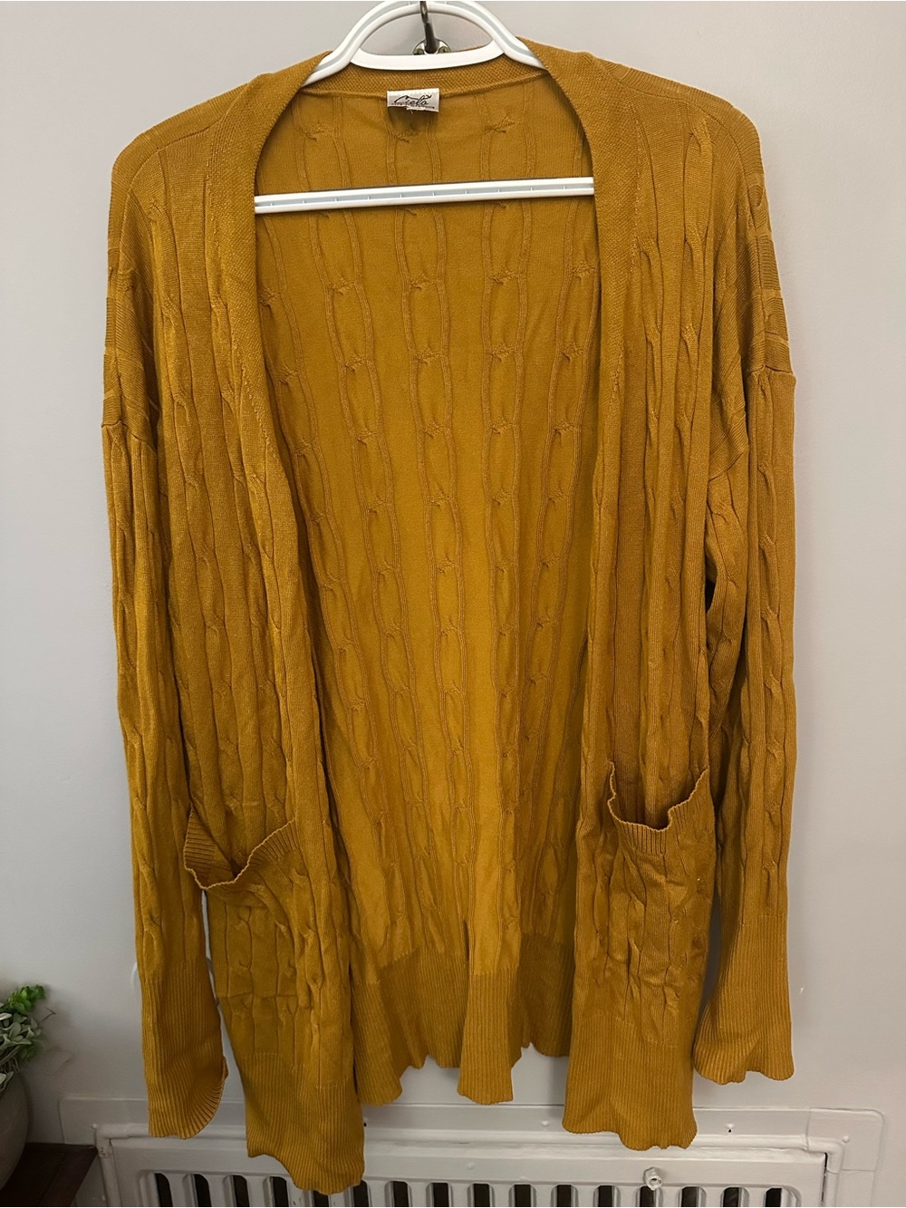 Cielo Open-Front Cable Knit Cardigan - Mustard